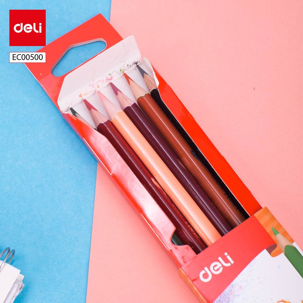 EC00500_10 ديلي أقلام تلوين خشب طرفين - 6 قلم ( 12 لون ) - EC00500